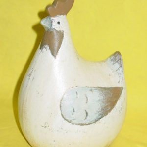 Huhn crème-braun-grau, 11 x 9 x 16 cm