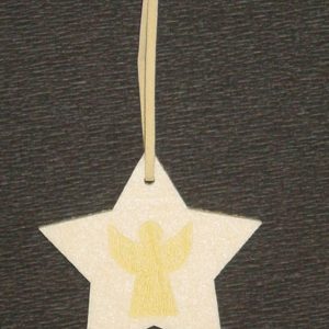 Engel auf Stern crème, 8 cm
