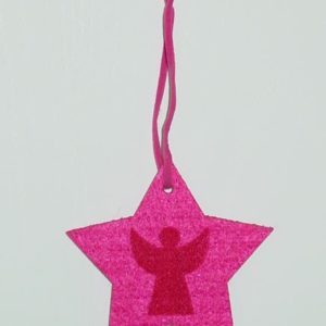 Engel auf Stern pink, 8 cm