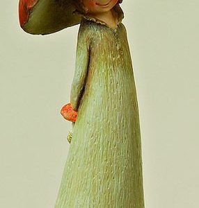 Pilzmädchen grünes Kleid, Kunstharz (16 cm)