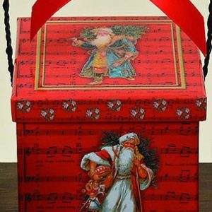 Kartonage mit Spieluhr (13 x 13 cm) Santa mit Sack