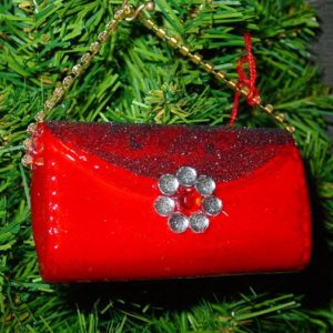 Tasche rot mit Glitzersteinen (7 x 4 cm)