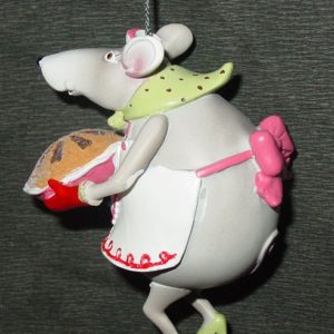 Kellnerin Maus mit Kuchen (9 cm)