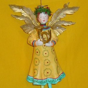 Engel mit Horn und goldenen Flügeln 17 cm