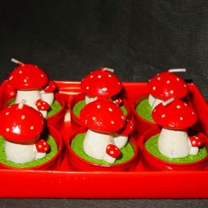 Teelichter Pilze rot/weiss (6er Set)
