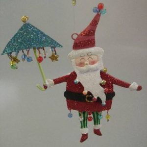 Santa mit Schirm rot, 14 x 9 cm