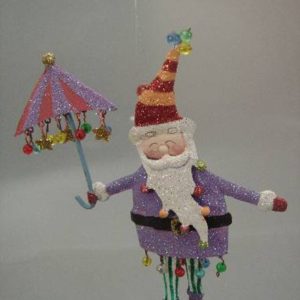 Santa mit Schirm violett, 14 x 9 cm