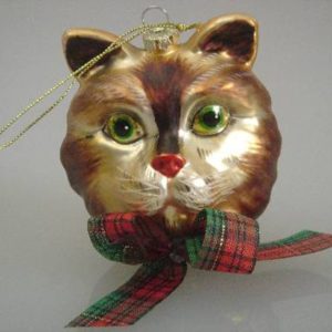 Katzenkopf braun, gelb/grüne Augen, 8 x 8 cm