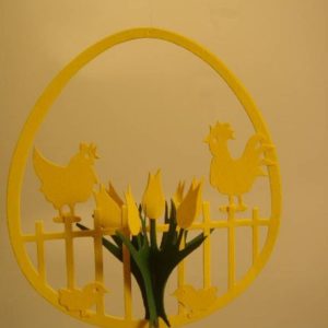 Hühner auf Hag, gelb, 14 x 13 cm