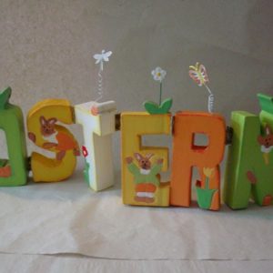 Display Frohe Ostern aus Holz, Buchstaben ca. 8 cm hoch