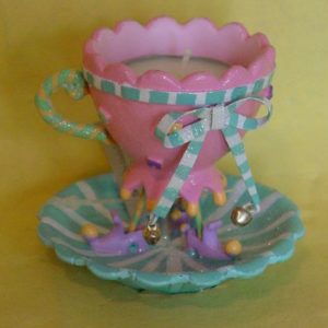 Tasse/Teller Teelicht rosa, 7 cm