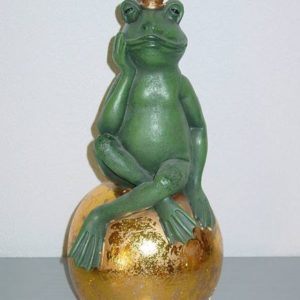 Frosch auf Goldkugel grün, 30 cm