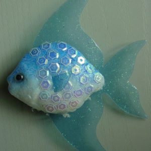 Dekofisch zum Hngen, blau, 8 cm