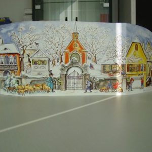 Panoramakalender Dorf mit Schafherde