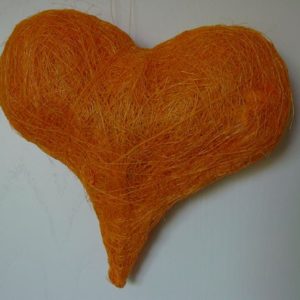Sisalherz orange, 20 cm