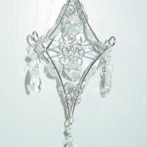 eckiges Ornament silber mit Glasperlen, ca 13 x 10 cm