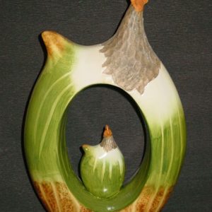 Doppelter Hahn grün, ca 27 cm