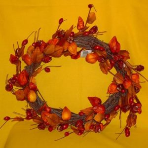 Herbstkranz dekoriert, orange-rot, ca 35 cm