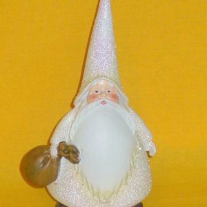 Poly Santa mit Sack, weiss-crme, bauchig, ca 19 cm