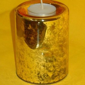 Glas Teelichthalter gold, 7,5 x 10 cm