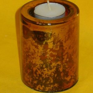 Glas Teelichthalter braun gold, 7,5 x 10 cm