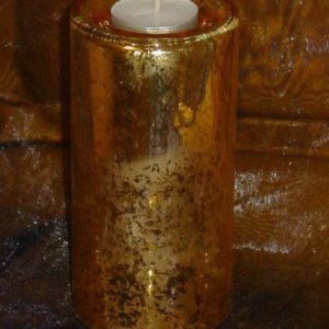 Glas Teelichthalter braun gold, 7,5 x 15 cm