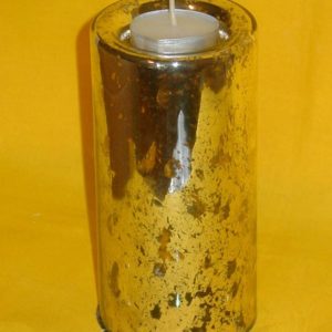 Glas Teelichthalter silber gold, 7,5 x 15 cm