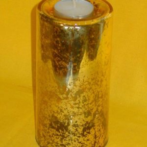 Glas Teelichthalter gold, 7,5 x 15 cm