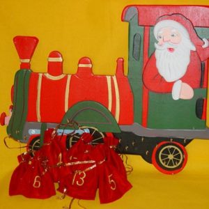 Lokomotive mit Weihnachtsmann mit 24 Sckchen