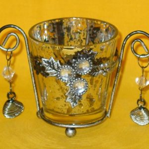 Teelichthalter Glas antik-silber