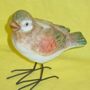 Keramikvogel auf metallenen Beinen, 16 cm