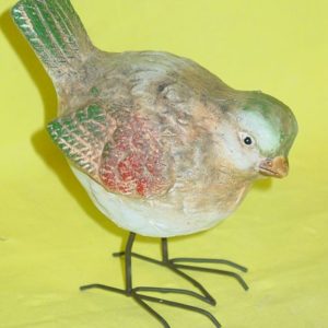 Keramikvogel auf metallenen Beinen, 14 cm