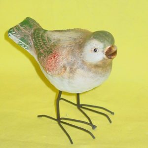 Keramikvogel auf metallenen Beinen, 13 cm