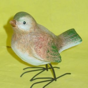 Keramikvogel auf metallenen Beinen, 13 cm
