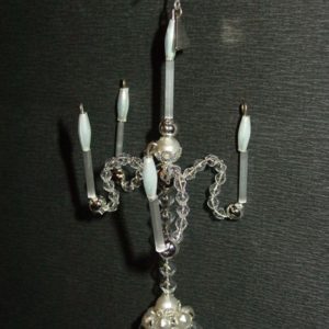Kerzenständer silber mit Perlen (11 x 6 cm)