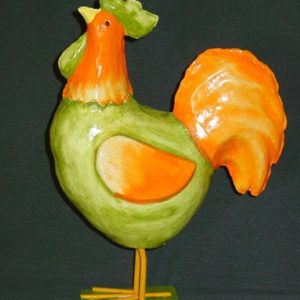 Poly-Hahn dick, grün/orange, 32 cm