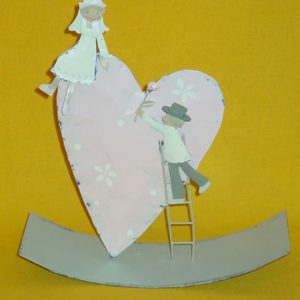 Schaukel Herz mit Brautpaar und Leiter ca 22 cm