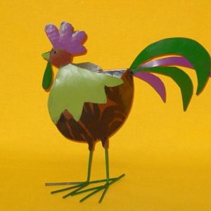 Teelichterhalter Huhn mit grünem Flügel
