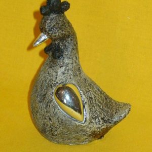 Huhn Stone mit glänzendem Metallflügel (10 cm)