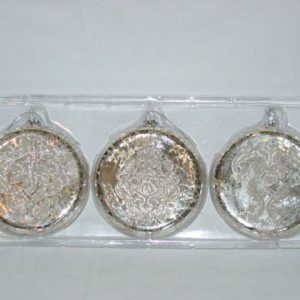 3 Glas-Taler silber in Box (mundgeblasen, je 10 cm)