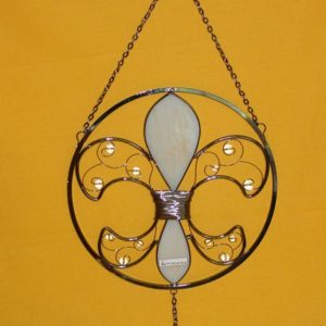 Lilie, ca 22 cm Durchmesser, weiss/beige