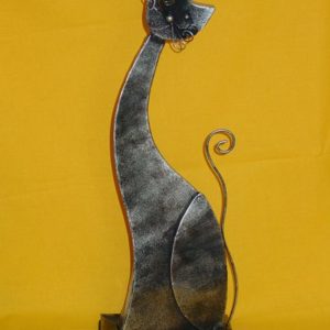 Katze metall antik silber, 45 cm