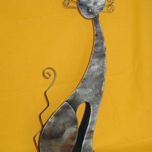 Katze metall antik silber, 45 cm