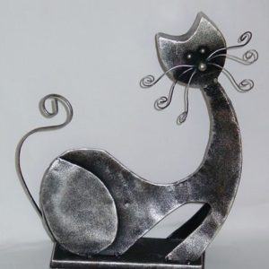 Katze metall antik silber, 28 cm