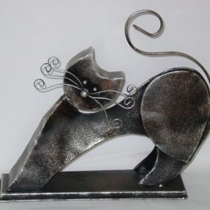 Katze metall antik silber, 28 cm
