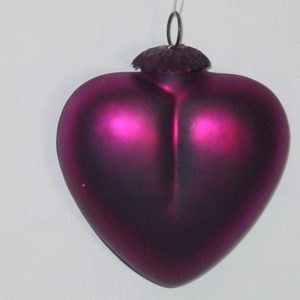 Herz Glas 13 cm, violett matt