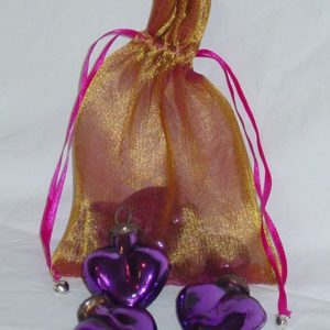 Herzen Glas 3.5 cm, 7-teilig, in Satinsckchen, violett