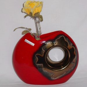 Vase mit Loch, flame-rot, 19 cm