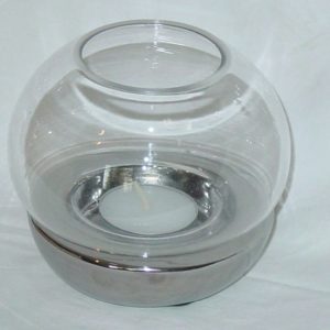Windlicht rund, Art-silber, 12 cm