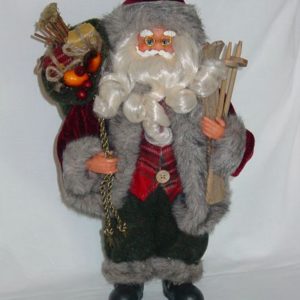 Santa stehend Textil bordeaux, 30 cm